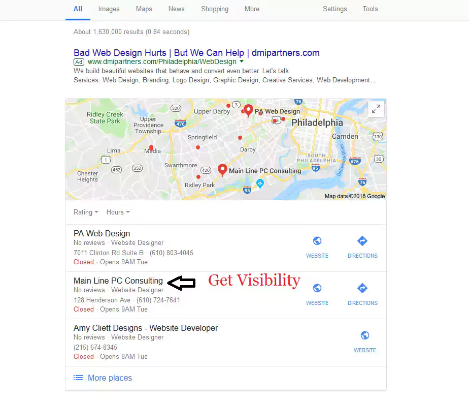 Search Engine Optimization in Google search