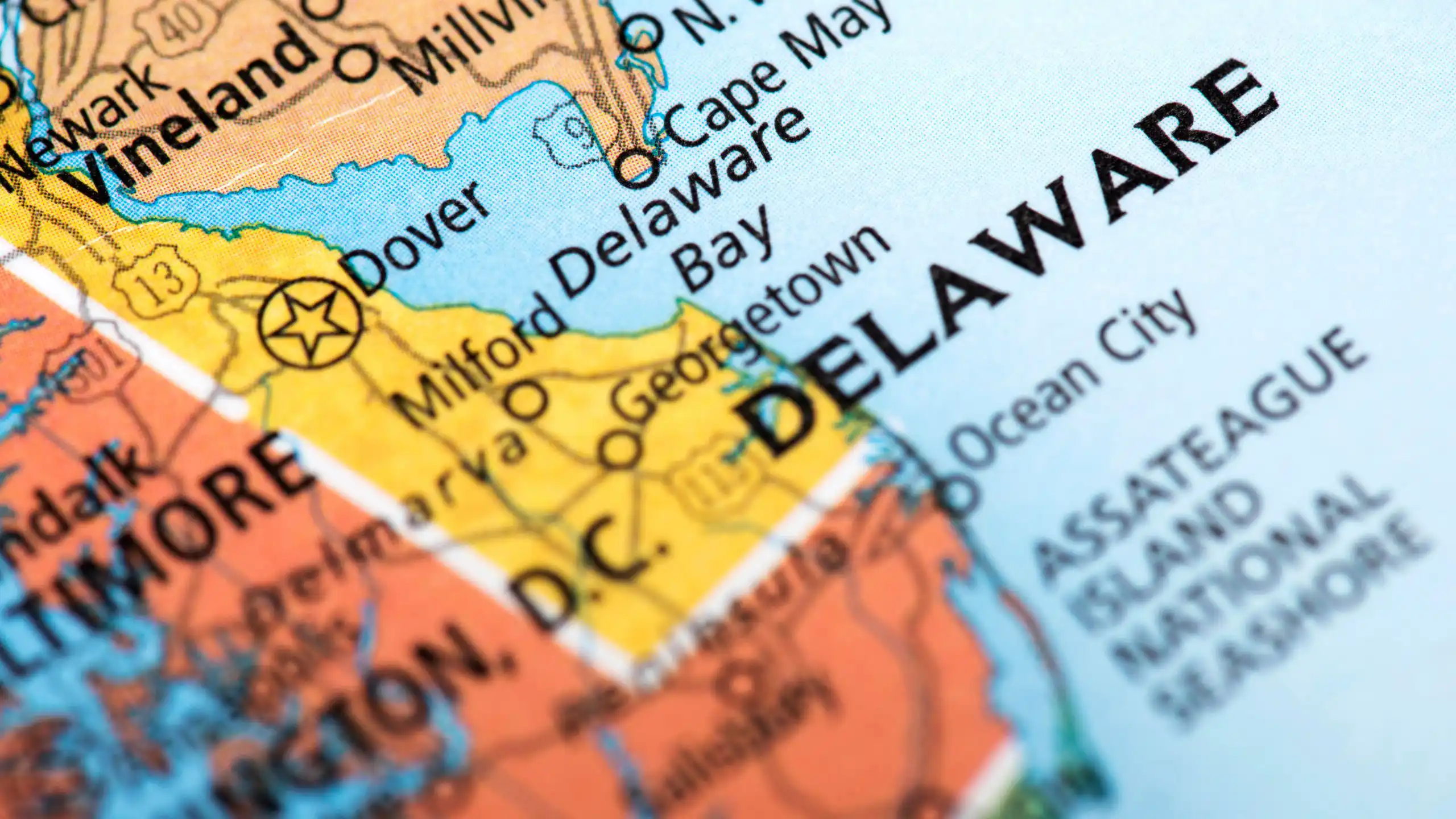 Map of Delaware state