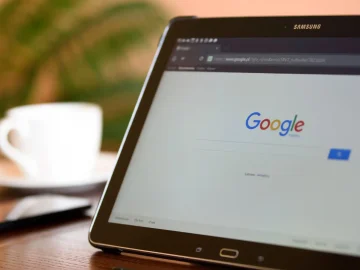 Tablet with Google search engines website open
