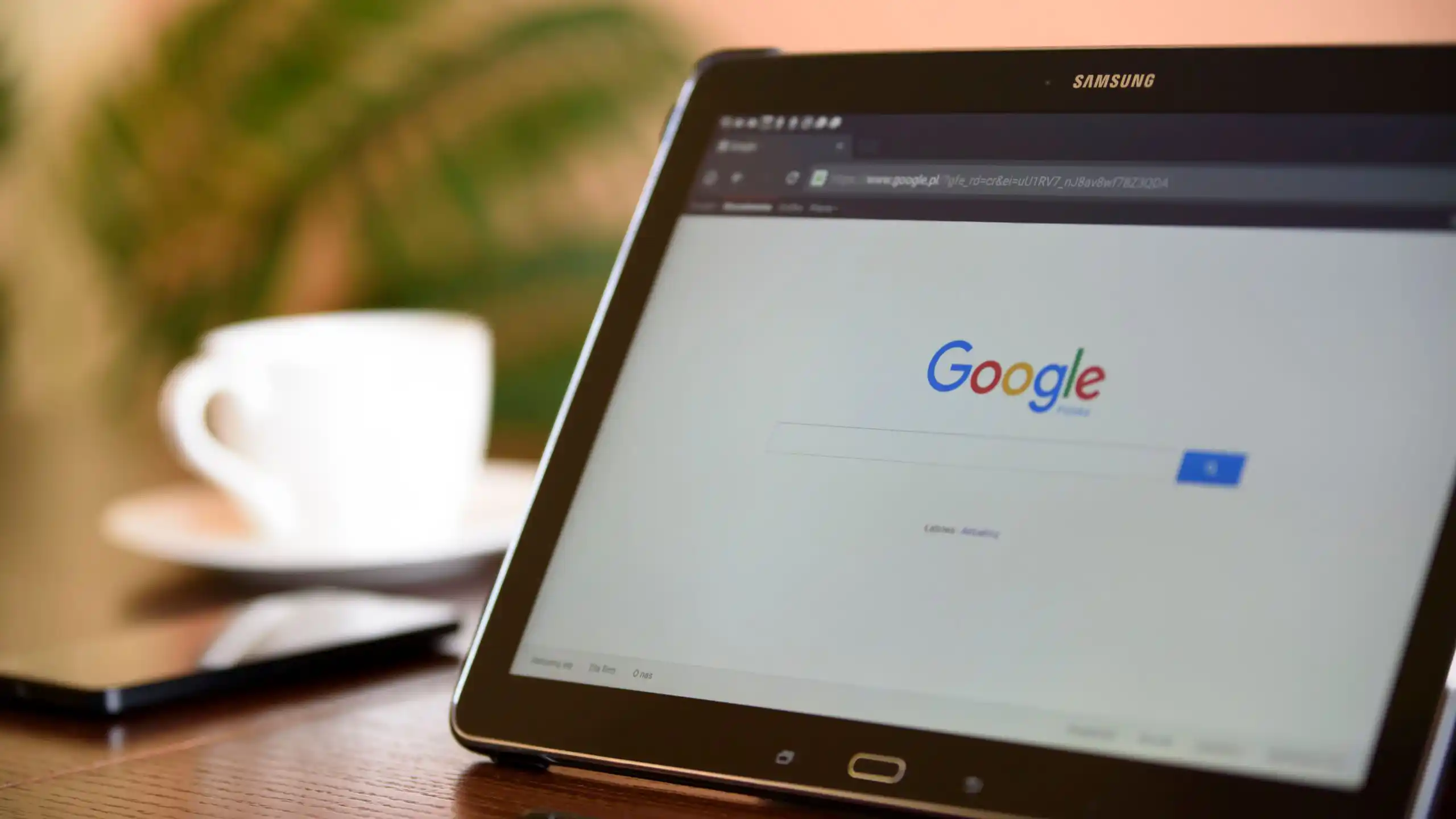 Tablet with Google search engines website open